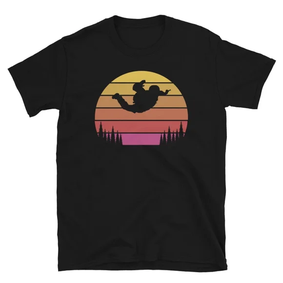 Retro Sunset Skydiver Skydive Parachute Extreme Sport Parachuting Unisex T-Shirt U12074, up to size 5XL