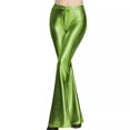 thumbnail image 2 of VgaVtl Women's Leggings High Waist Green Pants for Women Leather Bootcut Flare Legs Fashion Slim Solid Pants, 2 of 3