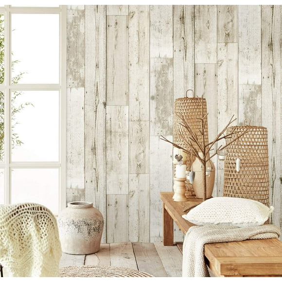 Wood Contact Paper Wallpaper, 236 x 17.7in SelfAdhesive Wallpaper Peel and Stick Wallpaper with PVC Waterproof OilProof and Removable for Walls Bathroom Bedroom Livingroom Renovation