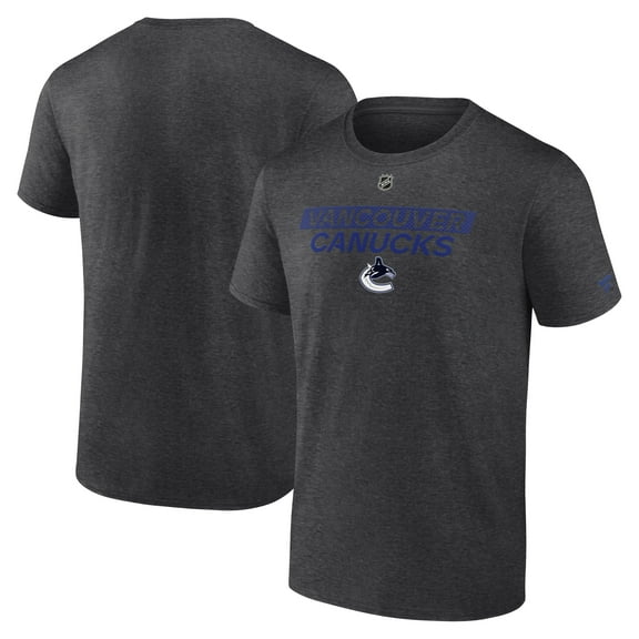 Men's Fanatics Heather Charcoal Vancouver Canucks Authentic Pro Core Primary T-Shirt