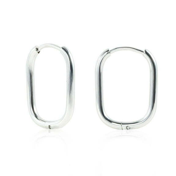TGNEL Hoop Earrings Stainless Steel Earrings For Women Silver Color Small Hug Oval Earrings 2024 Classic Waterproof Jewelry