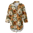 thumbnail image 4 of Xoenoiee Sunflower Daisy Print Swimsuit Coverup for Women Casual V Neck Bathing Suit Cover Ups Button Down Beach Bikini Swimwear Cover up Dress Shirt, M, 4 of 7
