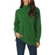 thumbnail image 1 of Suéter de pullover de manga larga con cuello alto y dobladillo partido para mujer INSPIRE CHIC M Verde, 1 of 6