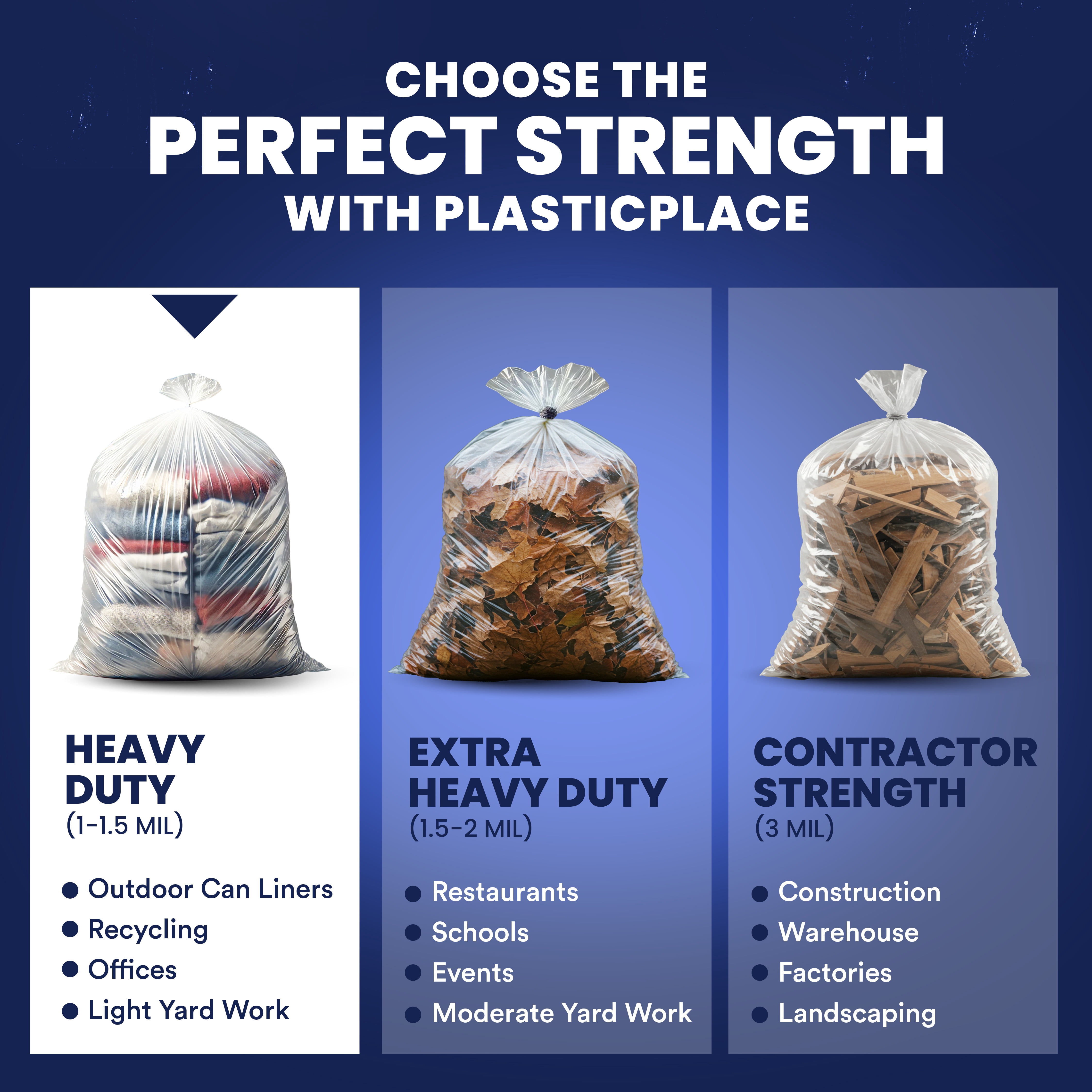 Plasticplace 55-60 Gallon Trash Bags │ 1.2 Mil │ Clear Heavy Duty Garbage Can Liners │ 38” x 58” (100 Count)