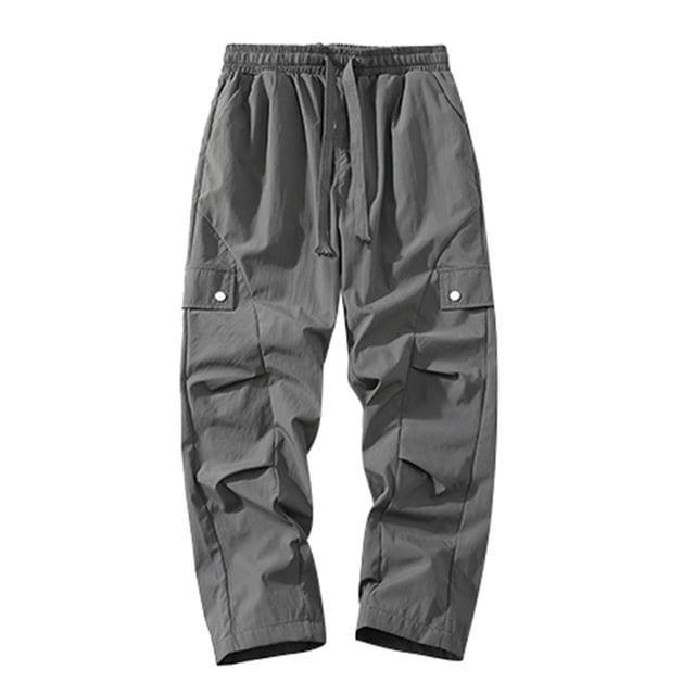Wyzesi Long Sleeve Pants for Men Body Con Men's Spring and Fall Workwear Pants Retro Zipper Pockets Loose Drawstring Pants Simp Le Male Christmas Clothes