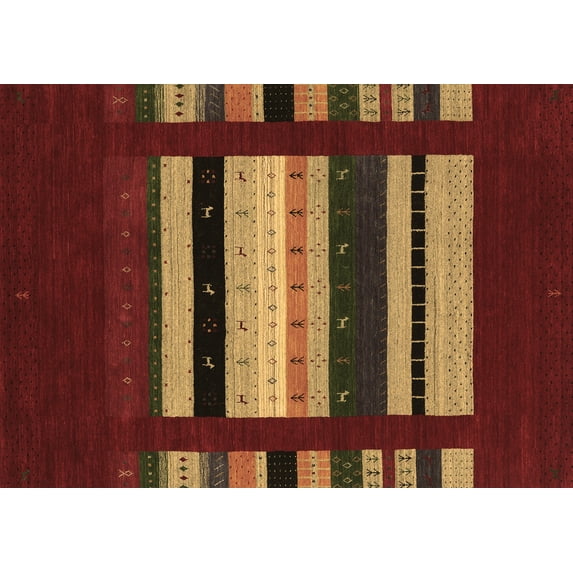 Ahgly Company Indoor Rectangle Abstract Brown Contemporary Area Rugs, 5' x 8'