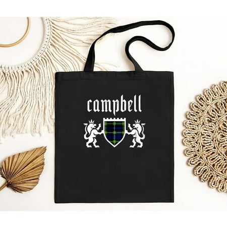 vintage Clan Campbell Tartan Scottish Plaid Campbell Family Bag Gift Black Tote Bag-TH20242