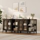 thumbnail image 4 of QinaQin Aparador moderno blanco con puertas de vidrio, cajones, jaladeras metálicas y repisas ajustables, ideal para sala, cocina o comedor, 4 of 8