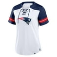 thumbnail image 2 of Women's Fanatics White/Navy New England Patriots Foiled Primary Lace-Up T-Shirt, 2 of 3