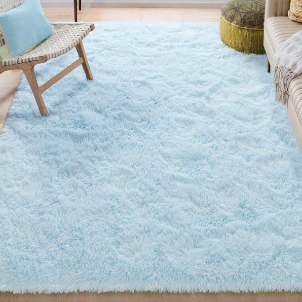 Alfombra Merelax Suave Peluche Shaggy 122x180 cm Azul Bebé