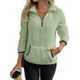 thumbnail image 2 of Dwellite Women's Quarter Zip Oversized Sweatshirts Drawstring Casual Pullover Top with Pockets Light Green _JD04 S, 2 of 6