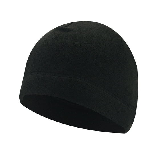 Warm Beanie for Men Women Cuffed Thick Fleece Winter Hat Elastic Skull Cap for Winter Outdoor Running Riding Skiing-Black