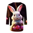 thumbnail image 3 of WILLBEST T-Shirts pour Femmes Mode Décontractée Printemps/été Confortable Thème Étrange de Pâques Imprimé Manches 3/4 Col Rond T-Shirt Haut 3, 3 of 4