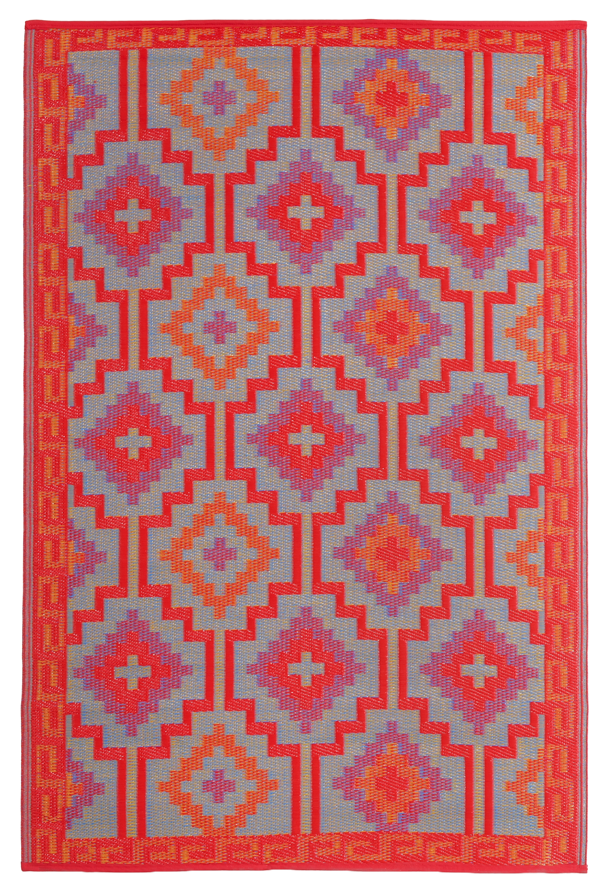 Fab Habitat Outdoor Rug - Waterproof, Fade Resistant, Crease-Free - Premium Recycled Plastic - Vintage Boho Kilim - Large Patio, Deck, Sunroom, Camping, RV - Lhasa - Orange & Violet - 8 x10 ft