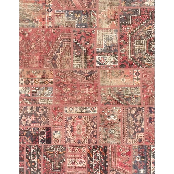 Ahgly Company Machine Washable Indoor Rectangle Abstract Chestnut Red Area Rugs, 6' x 9'