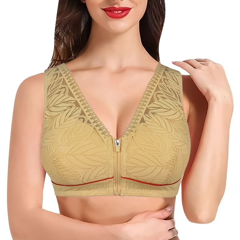 TQWQT CamiLace Comfort Wireless Front Close Bra, Women's Plus Size  Breathable Soft Cup Bras