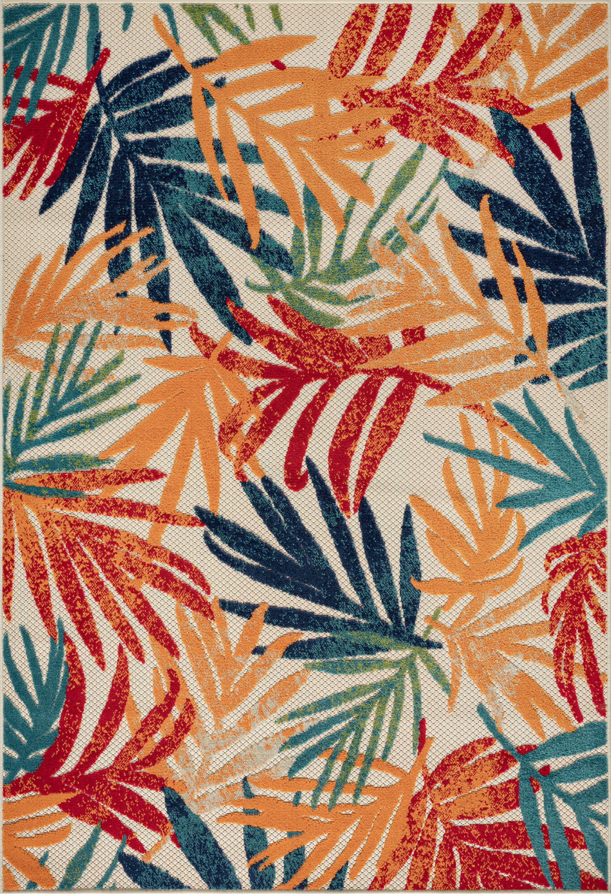 Oasis Modern Floral Multicolor Polypropylene Indoor Outdoor Area Rug, 7'x9' Rectangle