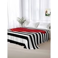 thumbnail image 5 of Red Love Heart Valentine's Day California King Size Flat Sheet, Wrinkleproof & Fadeproof Cooling Flat Bed Sheet Only, Black White Striped Breathable Soft Bedding Top Sheets 108 x 98 Inches, 5 of 8