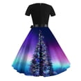 thumbnail image 3 of Jusqu'à 65 % de Réduction! Robes d'Été Mode pour Femmes 2024 Grande Taille Décontractée Imprimé Floral Manches Courtes Col Rond Robe Hauteur Genou, 3 of 3