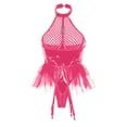 thumbnail image 4 of Leesechin Womens Jumpsuits Clearance Leather Mesh Hanging Neck Underwear Net Gauze Skirt Garter Belt Onesie Solution Sexy Suit Sexy Underwear, 4 of 5