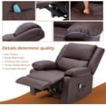 thumbnail image 5 of YODOLLA Leather Recliner Chair with Massage Heated Function, Home Theater Seating Sofa Brown, 5 of 9