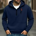 thumbnail image 2 of Men's Quarter Zip Up Hoodies Oversized Hood Sweatshirts Casual Zip Sweatshirts Fashion Long Sleeve Tops with Pockets (M, Navy), 2 of 7