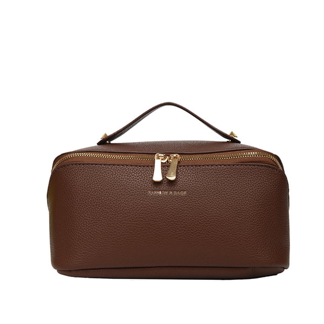 Bolsa de cosméticos de viaje, bolsa de maquillaje portátil, bolsa de cosméticos de cuero PU para mujer, pequeña bolsa de cosméticos de viaje multifuncional, bolsa de maquillaje para mujer