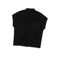 thumbnail image 2 of Women's Black Ribbed Knit Short Sleeve Sweater with Patch Pocket - [ZhiHiMeRi] | (US 4-6)S,Black, 2 of 12