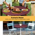 thumbnail image 6 of Elastic Fitted Round Tablecloth, Red Solid Color Waterproof Stretch Table Cover for 45"-54" Tables, Aesthetics Contemporary Luxury Washable Outdoor Tablecloths for Patio, Picnic, Camping, 6 of 9