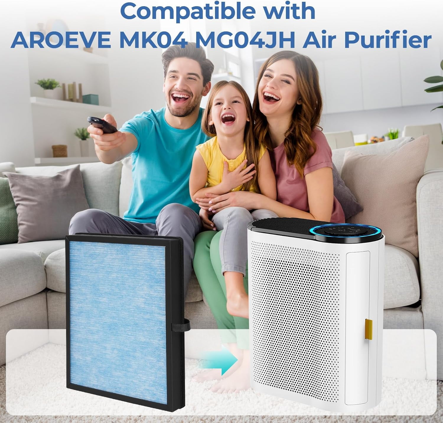 2 Pack MK04 Replacement Filter, Compatible with AROEVE MK04 MG04JH Air Purifier, 4-in-1 H13 True HEPA & Activated Carbon, Replace MK04LX, Standard Version