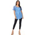 thumbnail image 5 of Sakkas Aline Women's Short Sleeve Casual Light Loose Scoop Neck Top Blouse Shirt - Sky Blue - One Size Regular, 5 of 5