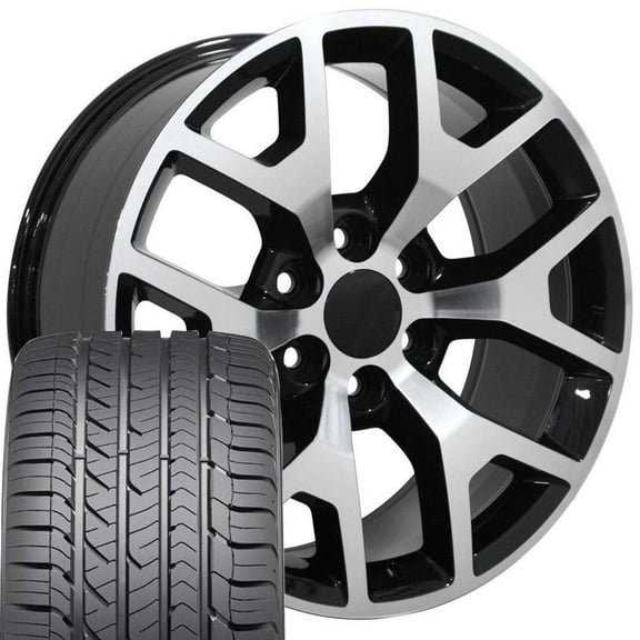 OE Wheels CV92 22 Inch Rims and Tires Fit Sierra 1500 Honeycomb Style 6x139.7 22x9 Gloss Black Machined - Hollander 5656 - Eagle Sport AS 285/45-22 (Set of 4)