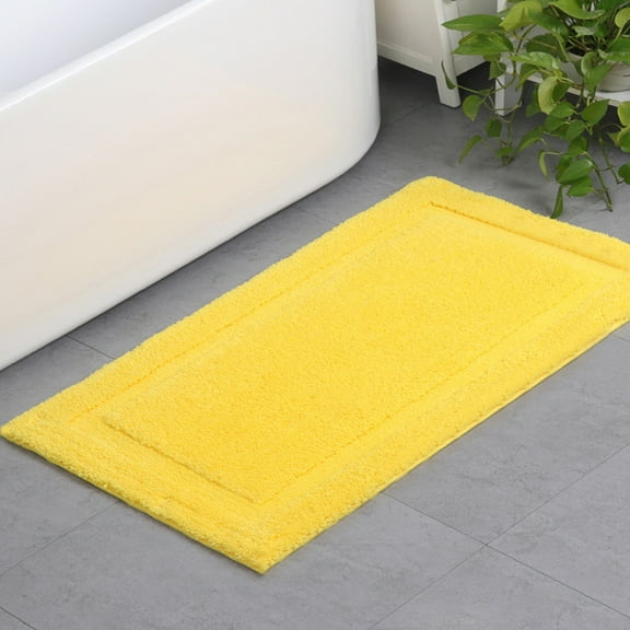 FUDAKUNA Soft Yellow Microfiber Modern Bathroom Rugs 17.7" x 25.5" Absorbent Non-Slip Backing Bath Mats Machine Washable