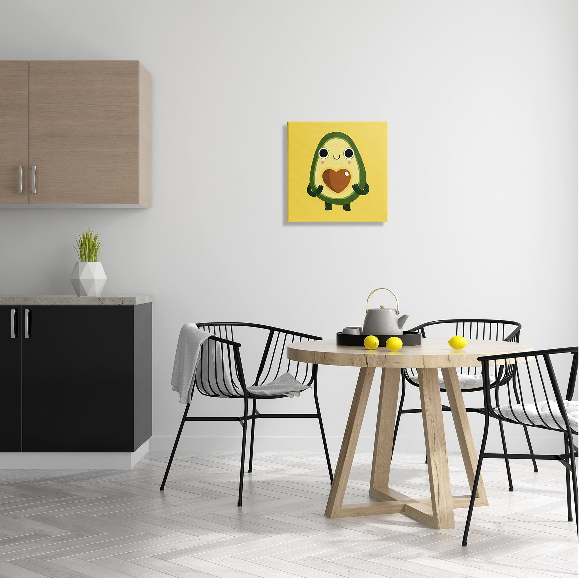Stupell Industries Endearing Avocado Heart Shape Seed Smiling Cartoon Canvas Wall Art, 30 x 30, Design by Michael Buxton