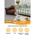 thumbnail image 5 of Sage Green Buffalo Plaid Couch Cover for 2 Cushion Sofa, Farmhouse Green White Checkered Washable Loveseat Sofa Covers Slipcover for Sectional Sofas L-Shaped, Couch Throw Cover 71"x118", 5 of 9