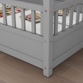 thumbnail image 7 of Full Size Montessori Bed, Wooden Floor House Bed with 20" High Fence and Roof, Montessori Floor Beds Without Slats for Boys,Girls, Grey, 7 of 7