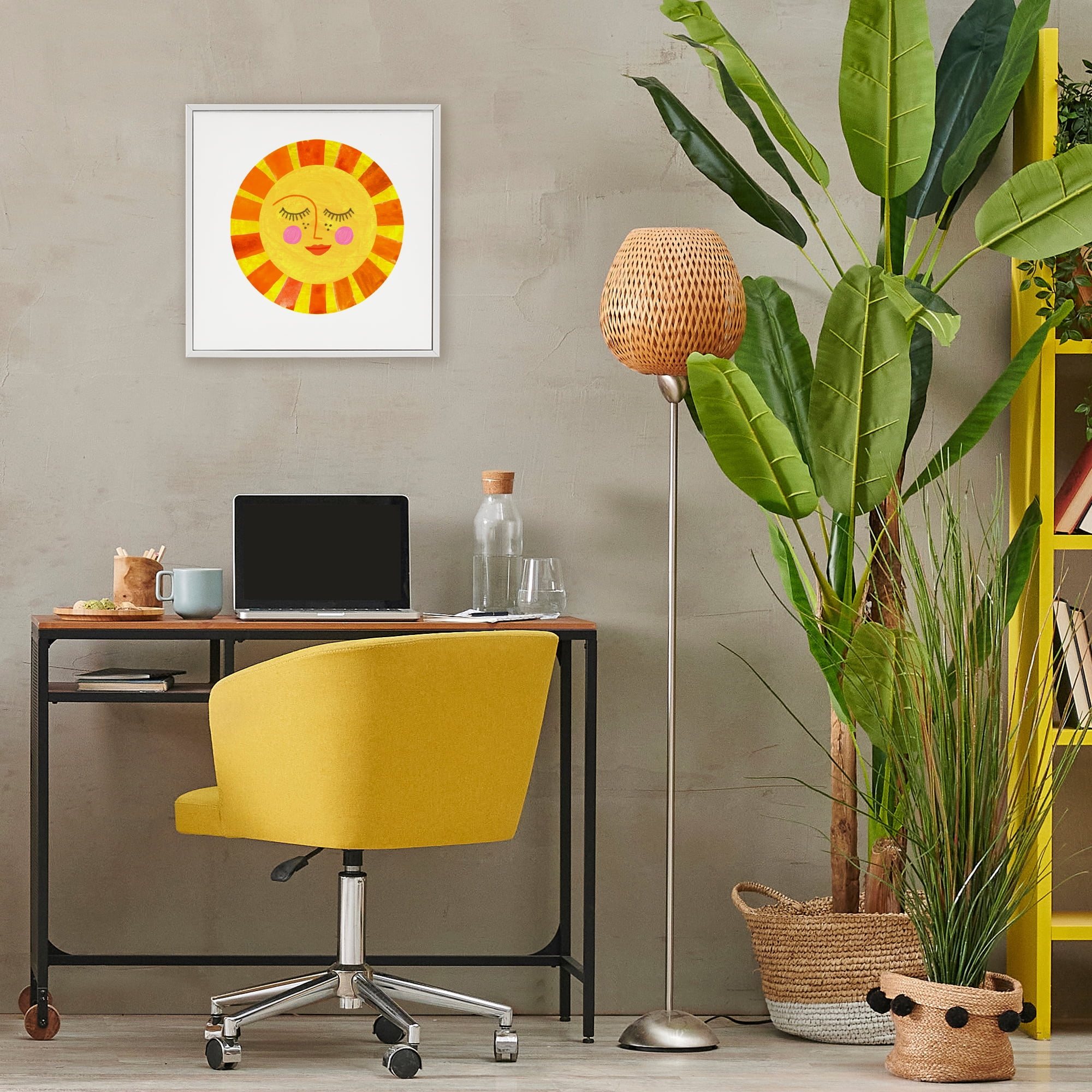 Stupell Industries Simple Warm Sunshine White Framed Giclee Art, design by Katherine Herrell Studio