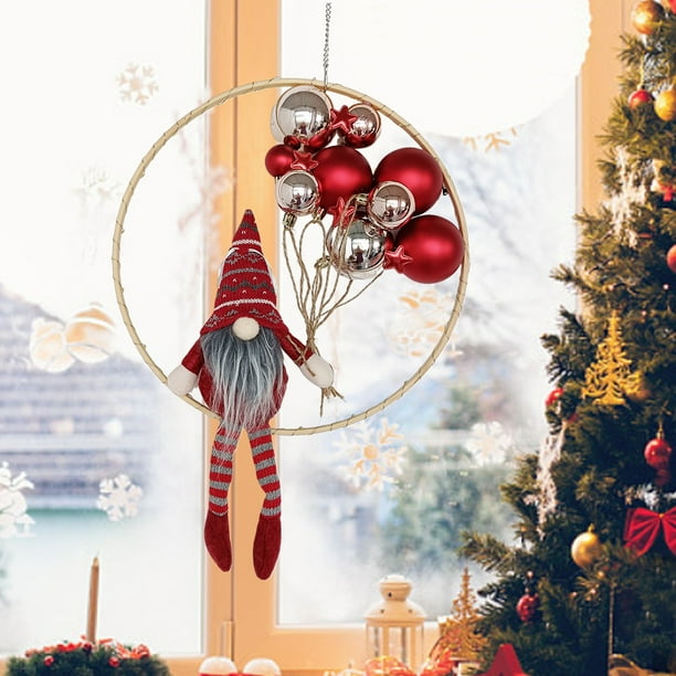 Coiry Tenture murale naine de noël scintillante, décorations mignonnes de  vacances pour la maison (rouge) 