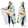 thumbnail image 2 of Wearable Blanket,Light Green Dinosaurs Leaves Pattern Hooded Wearable Flannel Blanket for Adults & Teens,Winter Poncho Shawl Wrap Cape Cozy Anti-Pill,60"x80", 2 of 5
