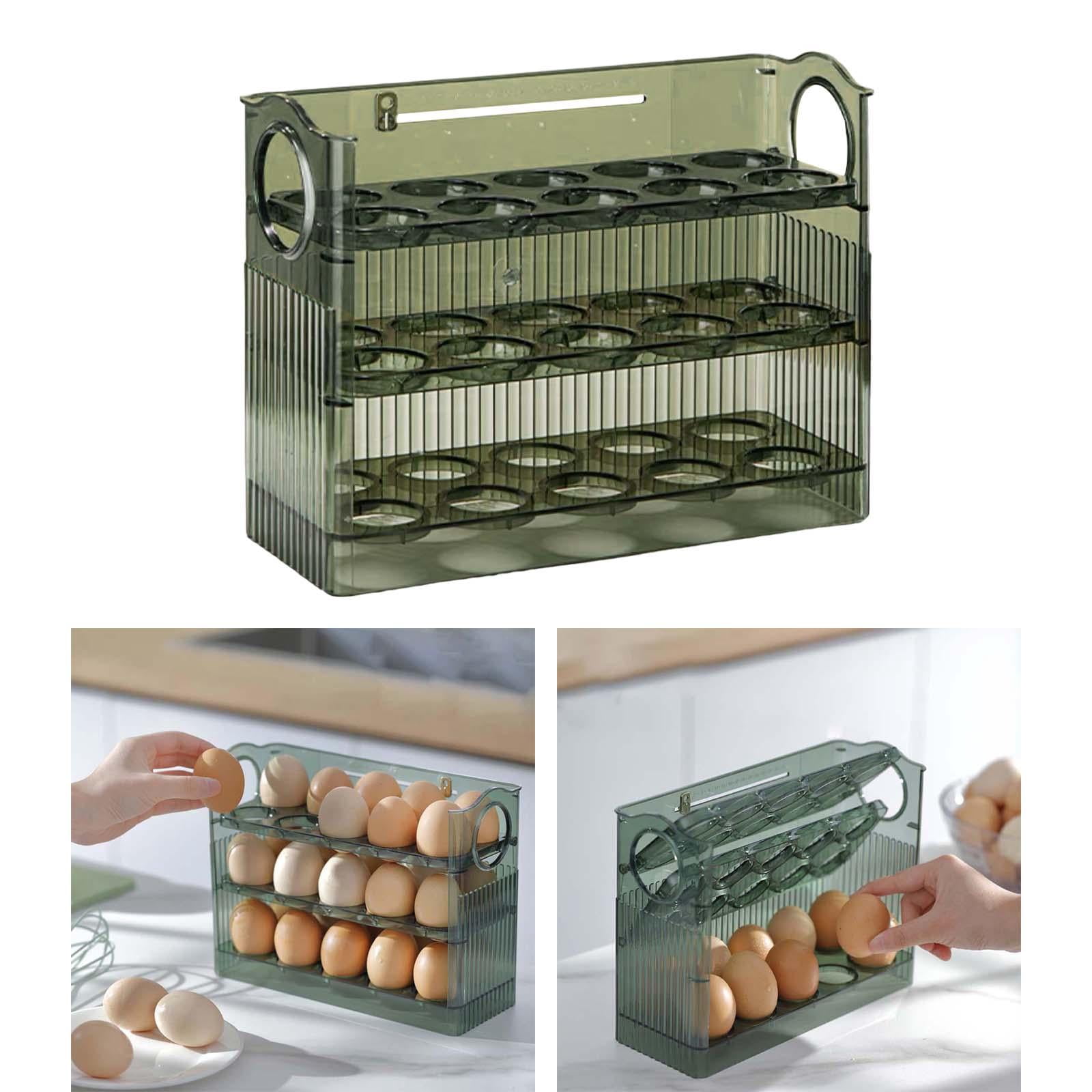 3 Layer Egg Storage Container,Egg Fresh Storage Box,Egg Holder Egg Tray for Kitchen Countertop Green