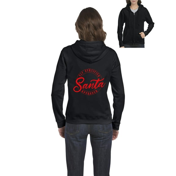 MmF - Women's Sweatshirt Full-Zip Pullover - ELF CERTIFIED SANTA APPROVED XMAS