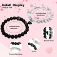 thumbnail image 3 of Couples Bracelets King & Queen Crown His and Her Heart Magnetic Matching Bracelets for Couple Lover Valentines Day Christmas Anniversary Engagement White Elephant Gifts (Black&White), 3 of 7