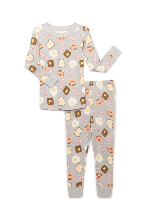 Toddler Cotton Long Sleeve Sleep Tee and Pants Pajama Set, 2-Piece, Sizes 12M-5T