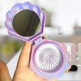thumbnail image 4 of Foldable Shinning Travel Hair Brushes with Mirror, Shell Shape Pocket Brush Foldable Comb, Portable Folding Pocket Hair Brush Mini Hair Comb, Mini Makeup Mirror Brushes (B), 4 of 6