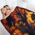 thumbnail image 6 of GXFC Halloween Pumpkin Cottages blanket, comfortable and soft, warm casual blanket, printed design, winter sofa dormitory home decoration, must-have travel product. Size is 40x50 inches., 6 of 9