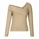 thumbnail image 4 of Camisas Para Mujer, de Gran Tamaño, Holgadas, Informales, de Manga Larga, Con Cuello Torcido Sólido, Blusa Informal, Camisetas Sin Tirantes Odeerbi  ODB133460, 4 of 8