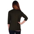 thumbnail image 3 of Simply Ravishing Women's Basic 3/4 Sleeve Hip Length Open Drape Cardigan, Small, Olive, 3 of 4