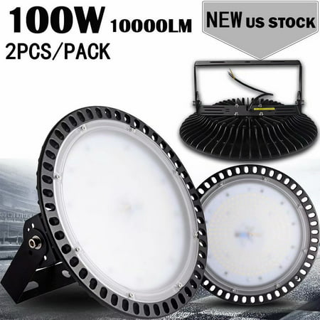 2pcs Ultraslim 100W UFO LED High Bay Light Factory Industrial Warehouse Commercial