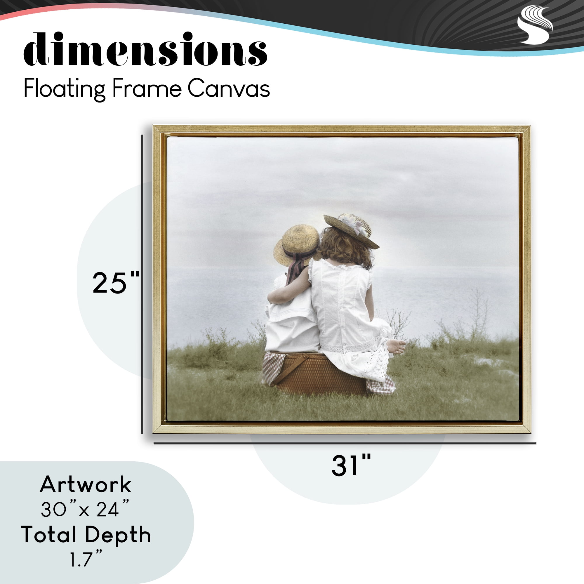 Stupell Industries Friends By The Ocean Gold Framed Floater Canvas Wall Art, design by Kendra Dew