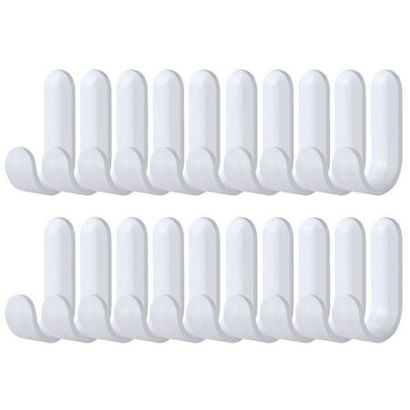 

Alexsix 20Pcs Self-Adhesive J-Shaped Plastic Wall Hooks Waterproof Perforation-Free